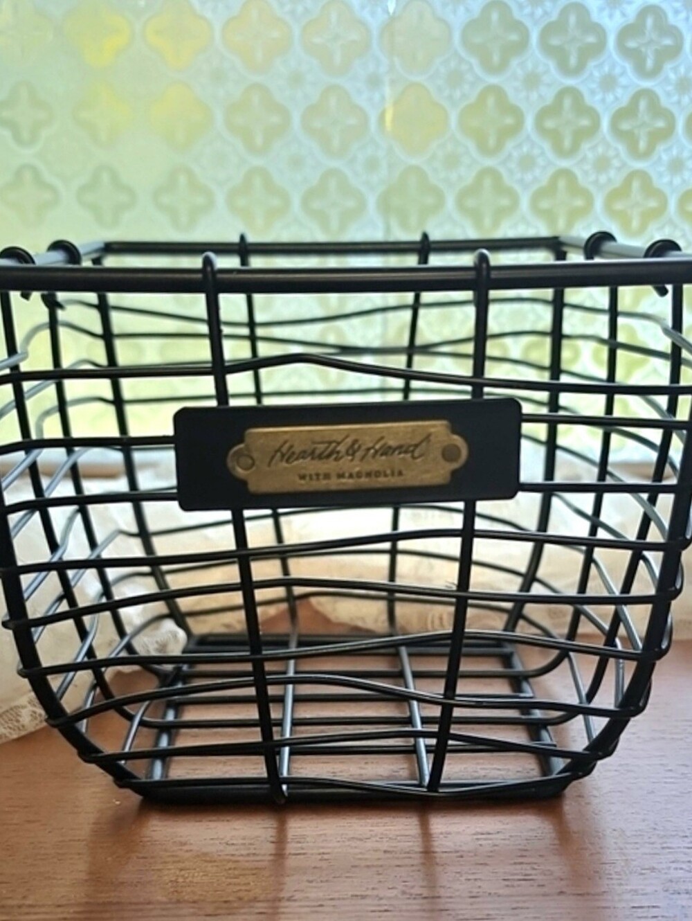 Hearth & Hand with Magnolia Black Wire Storage Basket Small Square Metal Bin